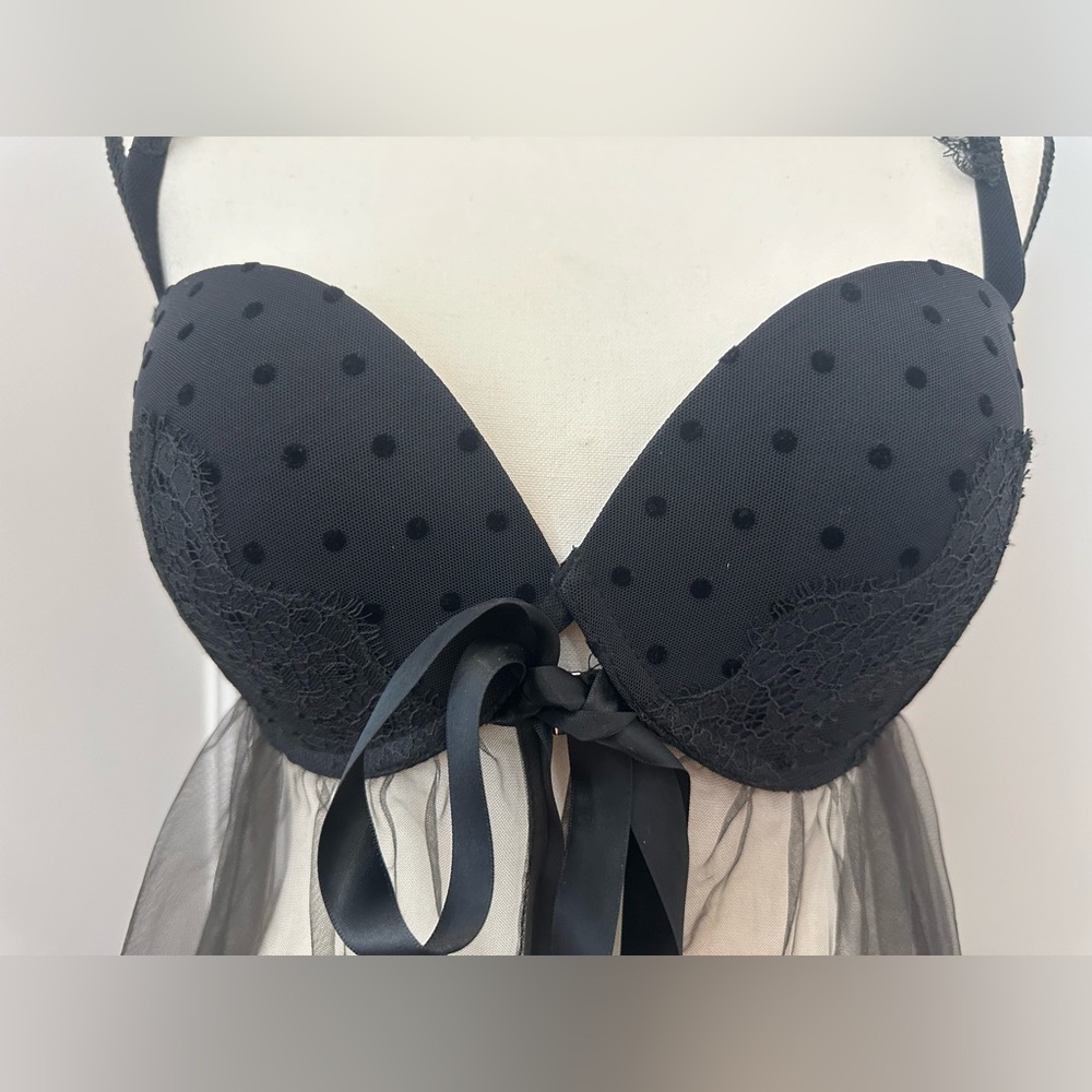 Victoria’s Secret Sexy Sheer Babydoll Lingerie Intimate Sleepwear Slip Dress 36D - Picture 3 of 7